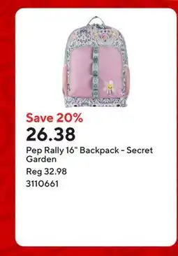 Staples Pep Rally 16 Backpack - Secret Garden offer
