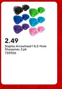 Staples Staples Arrowhead 1 & 2-Hole Sharpener, 2 pk offer