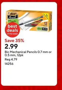 Staples Bic Mechanical Pencils 0.7 mm or 0.5 mm, 12pk offer