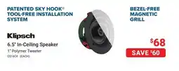 Visions Electronics 6.5 In-Ceiling Speaker PATENTED SKY HOOK TOOL-FREE INSTALLATION SYSTEM offer
