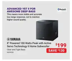 Visions Electronics Yamaha 8 Powered 100 Watts Peak with Active Servo Technology II Home Subwoofer offer