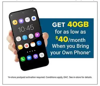 Visions Electronics get 40GB for as low as $40 When you Bring your Own Phone offer