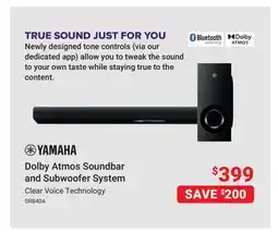 Visions Electronics YAMAHA Dolby Atmos Soundbar and Subwoofer System offer
