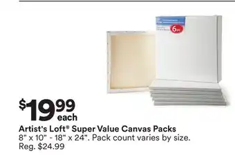 Michaels Artist's Loft Super Value Canvas Packs offer