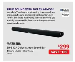 Visions Electronics YAMAHA SR-B30A Dolby Atmos Sound Bar offer