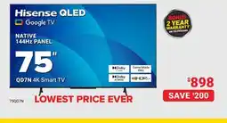 Visions Electronics Hisense QLED 75 QD7N 4K Smart TV offer