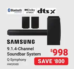 Visions Electronics Samsung 9.1.4-Channel Soundbar System offer