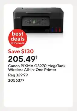 Staples Canon PIXMA G3270 MegaTank Wireless All-in-One Printer offer