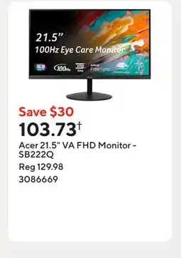 Staples Acer 21.5 VA FHD Monitor - SB222Q offer