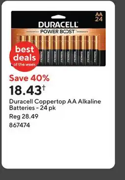 Staples Duracell Coppertop AA Alkaline Batteries - 24 pk offer