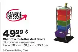 Michaels Chariot à roulettes de 5 tiroirs d'Ordonnez simplement offer