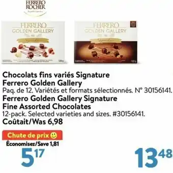 Walmart Chocolats fins variés signature ferrero golden gallery offer