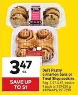 Giant Tiger Del's pastry cinnamon buns or treat shop cookies offer