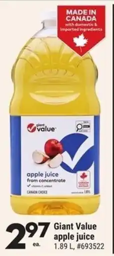 Giant Tiger Giant value apple juice offer