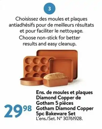 Walmart Ens. de moules et plaques diamond copper de offer