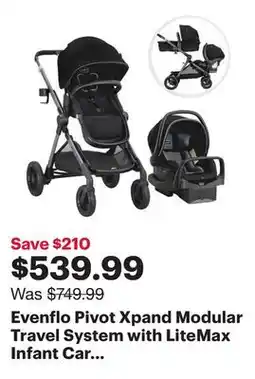 Best Buy Evenflo Pivot Xpand Modular Travel System with LiteMax Infant Car Seat - Ayrshire Black offer