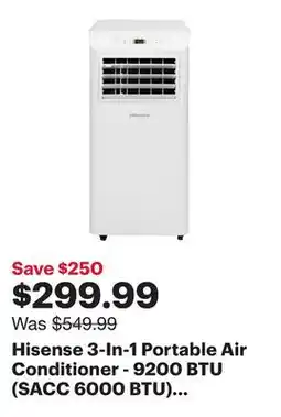 Best Buy Hisense 3-In-1 Portable Air Conditioner - 9200 BTU (SACC 6000 BTU) - White - Only at Best Buy offer