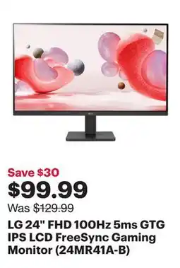 Best Buy LG 24 FHD 100Hz 5ms GTG IPS LCD FreeSync Gaming Monitor (24MR41A-B) offer