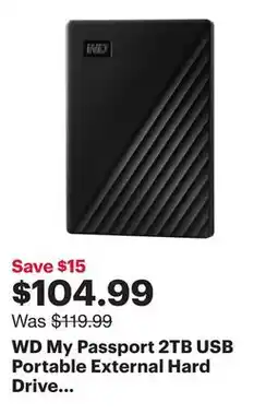 Best Buy WD My Passport 2TB USB Portable External Hard Drive (WDBYVG0020BBK-WESN) - Black offer