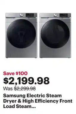 Best Buy Samsung Electric Steam Dryer & High Efficiency Front Load Steam Washer - Platinum offer