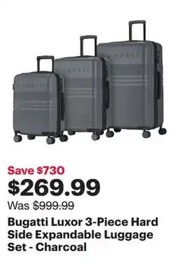 Best Buy Bugatti Luxor 3-Piece Hard Side Expandable Luggage Set - Charcoal offer