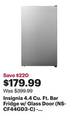 Best Buy Insignia 4.4 Cu. Ft. Bar Fridge w/ Glass Door (NS-CF44GD3-C) - Graphite Silver - Only at Best Buy offer