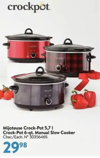 Walmart Mijoteuse crock-pot 5,7 I offer