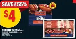 No Frills Schneiders bacon schneiders juicy jumbos or smoked sausages offer
