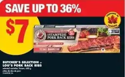 No Frills Butcher's selection or lou's pork back ribs offer