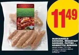 No Frills Marcangelo sausage, breakfast sausage, patties or homestyle burgers offer