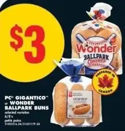 No Frills PC gigantico or wonder ballpark buns offer