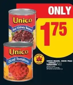 No Frills Unico beans, chick peas lentils or tomatoes offer