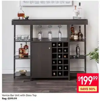 Kitchen Stuff Plus Venice Bar Unit with Glass Top offer