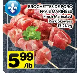 Supermarché PA BROCHETTES DE PORC FRAIS MARINÉES | Fresh Marinated Pork Skewers offer