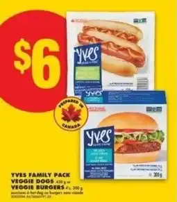 No Frills Yves family pack veggie dogs or veggie burgers offer
