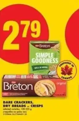 No Frills Dare crackers, dry breads or crisps offer
