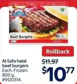 Walmart Al Safa halal beef burgers offer