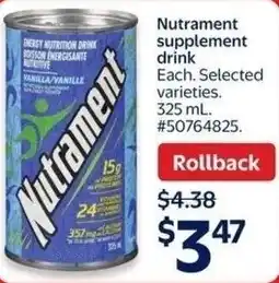 Walmart Nutrament supplement drink offer