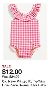 Old Navy Old Navy Printed Ruffle-Trim One-Piece Swimsuit for Baby offer