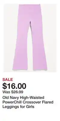 Old Navy Old Navy High-Waisted PowerChill Crossover Flared Leggings for Girls offer