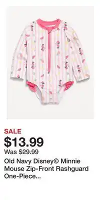 Old Navy Old Navy Disney Minnie Mouse Zip-Front Rashguard One-Piece Swimsuit for Baby offer