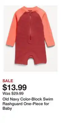 Old Navy Old Navy Color-Block Swim Rashguard One-Piece for Baby offer