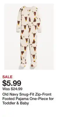 Old Navy Old Navy Snug-Fit Zip-Front Footed Pajama One-Piece for Toddler & Baby offer