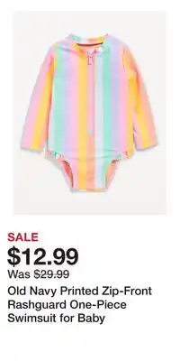 Old Navy Old Navy Printed Zip-Front Rashguard One-Piece Swimsuit for Baby offer