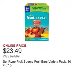Costco SunRype Fruit Source Fruit Bars Variety Pack, 30 × 37 g offer