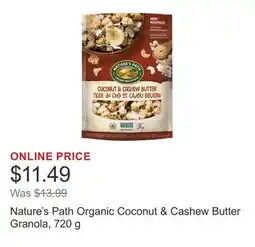 Costco Nature's Path Organic Coconut & Cashew Butter Granola, 720 g offer