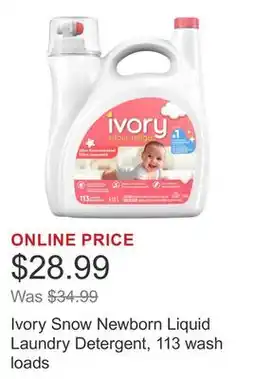 Costco Ivory Snow Newborn Liquid Laundry Detergent, 113 wash loads offer