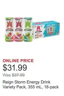 Costco Reign Storm Energy Drink Variety Pack, 355 mL, 18-pack offer