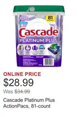 Costco Cascade Platinum Plus ActionPacs, 81-count offer