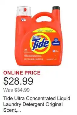 Costco Tide Ultra Concentrated Liquid Laundry Detergent Original Scent, 146 loads offer